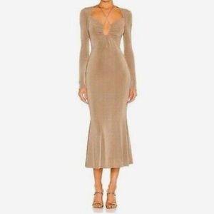Jason Wu Engracia Tan Long Sleeve Plunge Neck Jersey Midi Dress